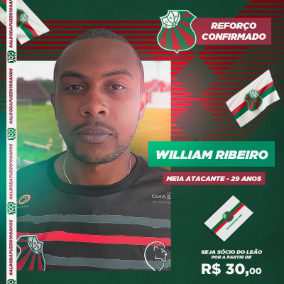 WILLIAM RIBEIRO CONFIRMADO PARA 2021